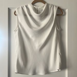 Babaton White Cowl Neck Sleeveless Blouse